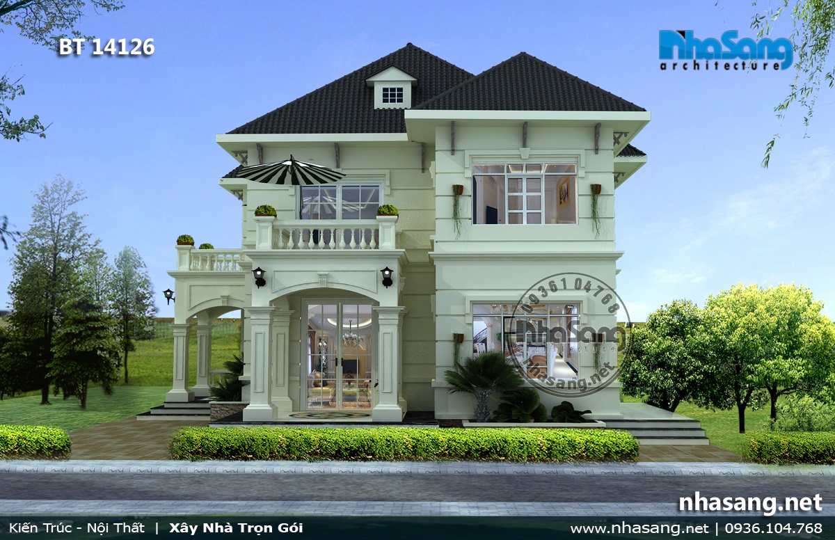 Mẫu thiết kế nhà biệt thự 2 tầng tân cổ điển